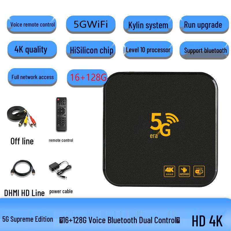 2024 4K HD 5G Wireless Set-Top Box for Elders with Screen Casting