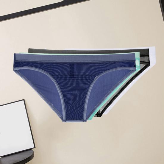 Men Underpants Breathable Mesh See Through No Bulge Pouch Low Waist Close-fitting Thin Summer Cool Triangle Pants Men Clothing