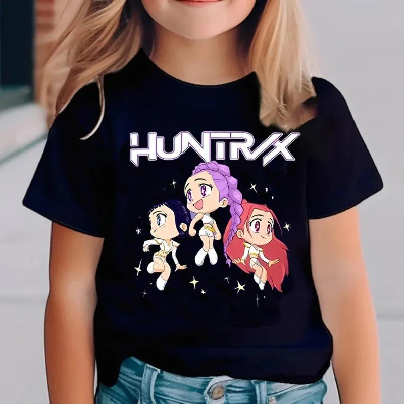 KPop Devil Hunter Cartoon Anime Printed Round Neck Fashion Casual Summer Comfortable Children's T-shirt