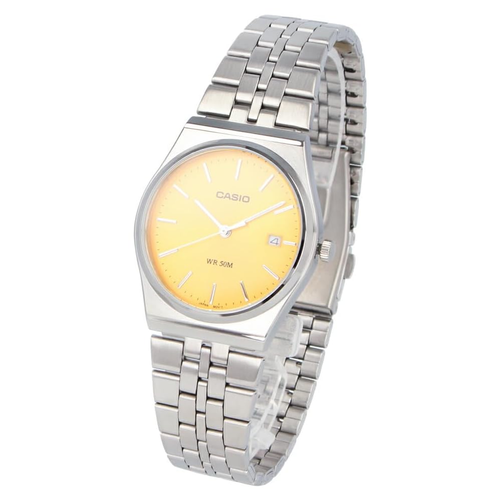 Casio Cheap Casio Chupacasi Analog Quartz Watch Unisex Silver Yellow MTP-B145D-9A