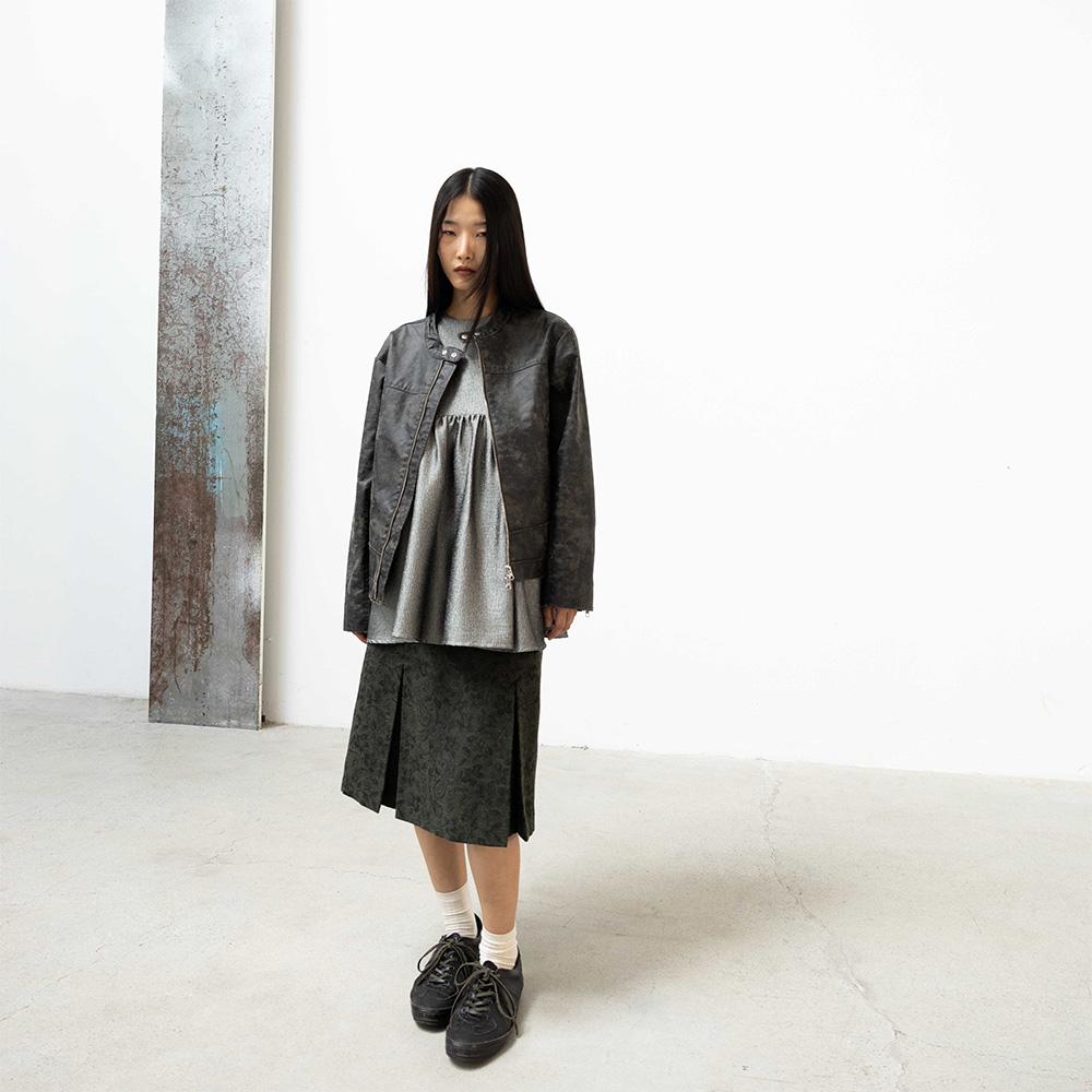 999Hyumeoniti Two-Pleated Paisley Skirt (Khaki)
