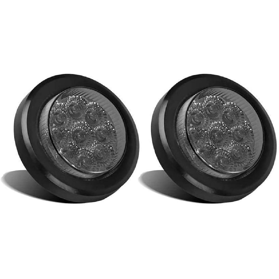 

MACHSWON 2PCS 2 Round Red Side Marker Lights with Smoked Lens Universal for 12V Trailers Trucks Vans etc. IP67 Waterproof Led Clearance Marker