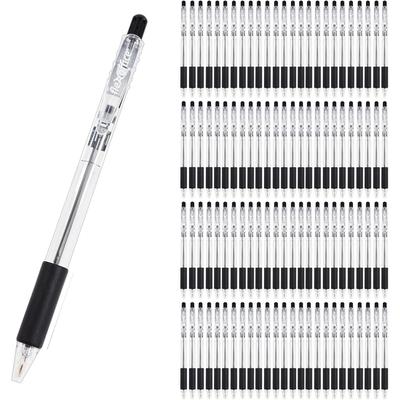 Bulk 100 Flexoffice Ballpoint Broad Black Purchase Pens, 0.7mm, Point, Oil-Based, Knock-Style,