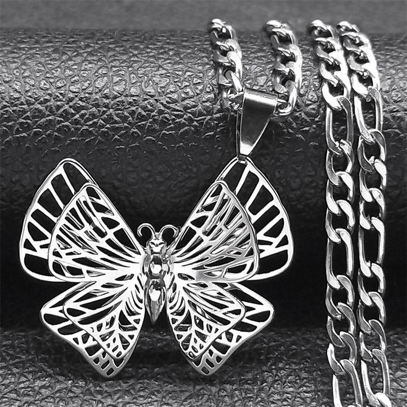 Fashion Hollow Butterfly Necklace for Women Stainless Steel Gold Color Insect Clavicle Chain Necledced Birthday Jewelry Gifts