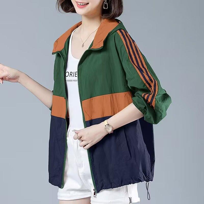 Women's Plus Size Sun Protection Jacket UV-Protective Summer Loose Versatile Breathable Hooded Lightweight Outerwear