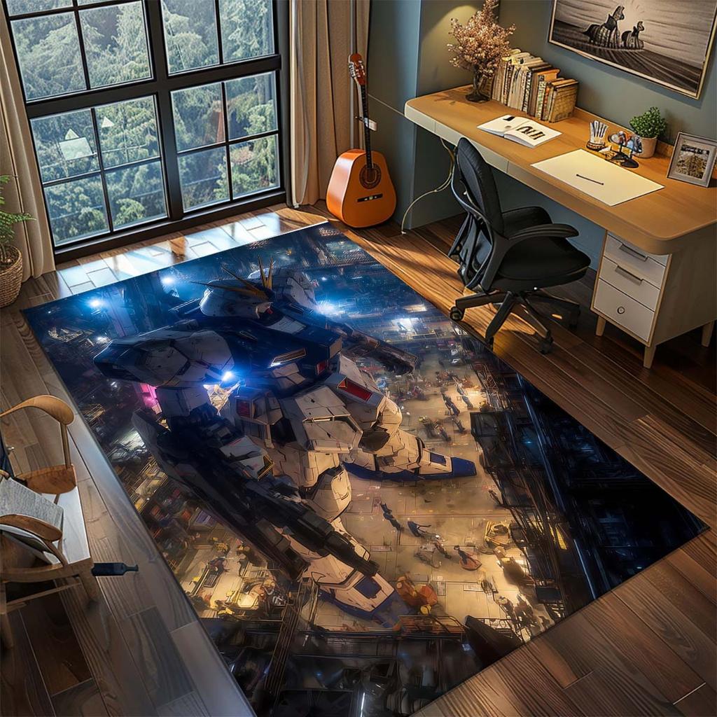 Gundam Anime Mecha Robot Rug Carpet Large Area Rug Non Slip Washable Floor Mat Gamer Room Bedroom Home Decor