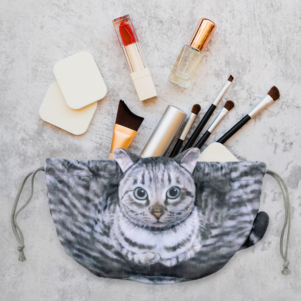 Women's Travel Drawstring Bag Cute Cat Theme Portable Gift Bag For Cat Lovers