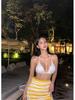 2024 Korean Style Push-Up Bikini for Women - Sexy Back, Large Bust, Solid Color Two-Piece