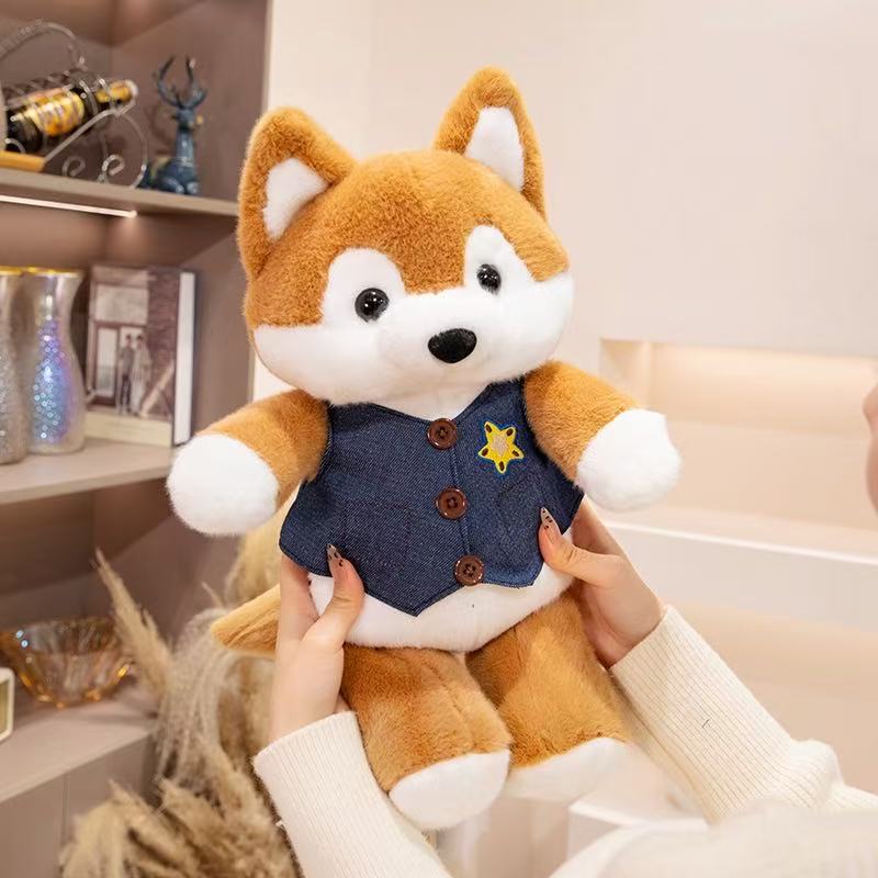 30/45cm New Simulated Dress Up Fox Doll Soft Filled Plush Toy Cartoon Anime Cute Pillow for Children's Birthday Gift Fun Doll