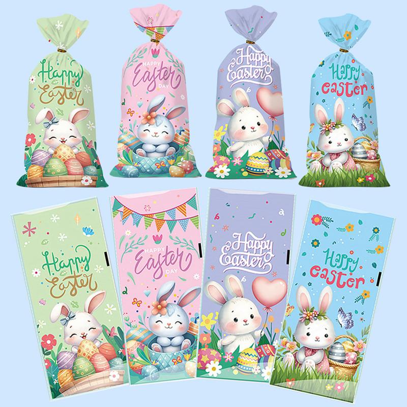 50pcs Easter Cute Rabbit Gift Bags Candy Cookie Dessert Packaging Bag Kids Favors Happy Easter Party Decoration Supplies 2025