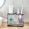 1pc Multifunctional Toothbrush Holder - Iron and Transparent Plastic  Box with 2 Slots for  Toothbrushes - Bathroom Organizer an