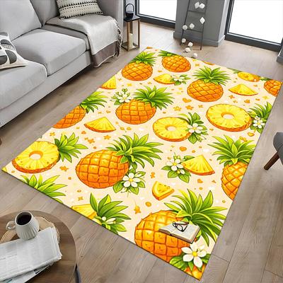 1PC Pineapple Pattern Non-Slip Floor Carpet Compatible for Office&Living Room&Bedroom&Dining Room - Flat-Weave Machine-O313