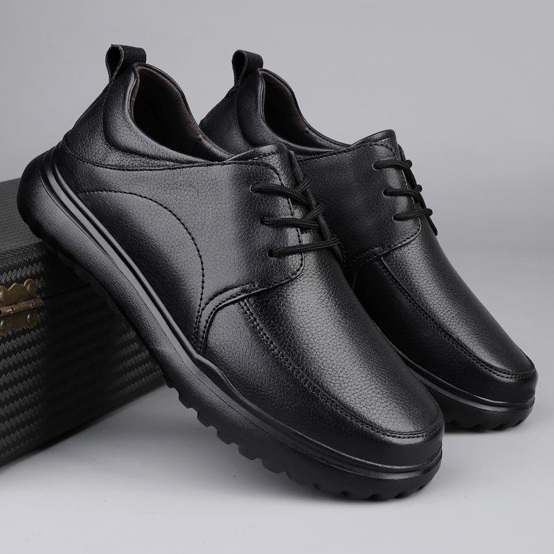 Fashion Luxury Brand Men Genuine Leather Lace Up Shoes Casual Leather Flat Designer Oxfords Shoes Outdoor Soft Sole Comfy Office Shoes