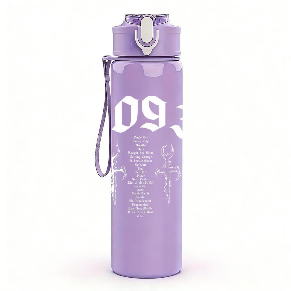 1PC Blank pale white empty faded print 750ml colorful plastic sports water bottle leakproof pop up lid with straw for outdoor work home use