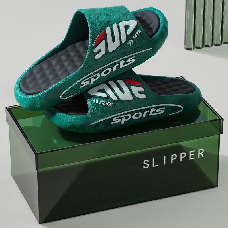 

Новые тапочки мужские летние мягкие односложные пляжные сандалии пара домашние ванные классные тапочки мужские 44-45 темно-зеленого