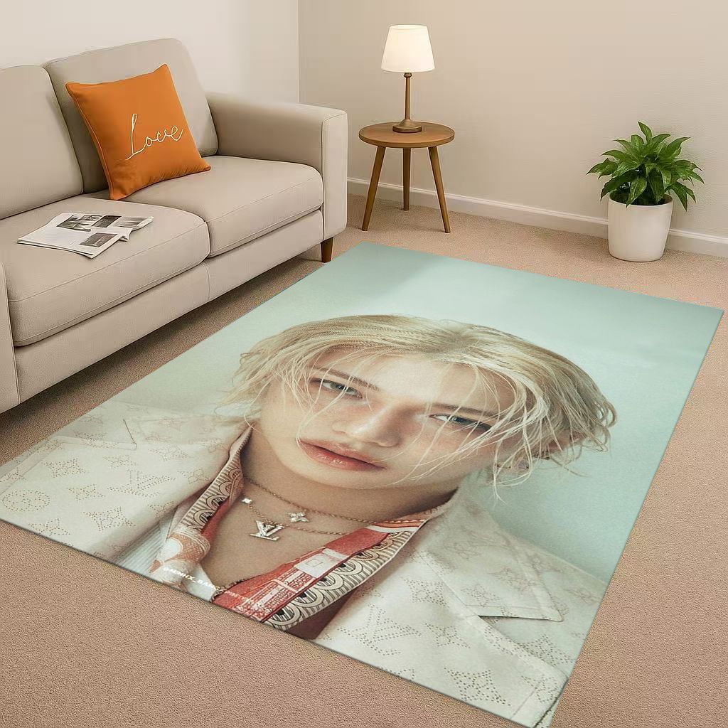 3D Kpop Felix Star Art living Room Non-Slip Area Rug Soft Carpet for Bedroom Playroom and Sofa,Easy Clean Home Decor Doormat