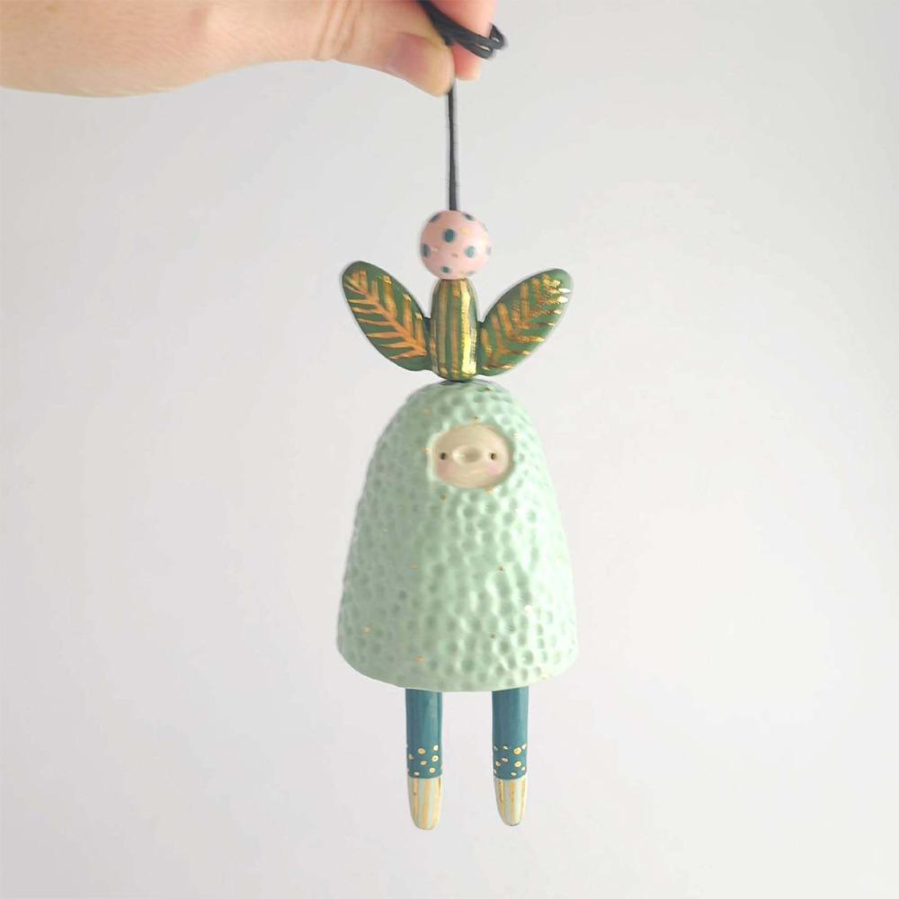 New Cute Ceramic Bells Collection Cartoon Craft Handmade Wind Chimes Simple Yard Pendant Home Decoration