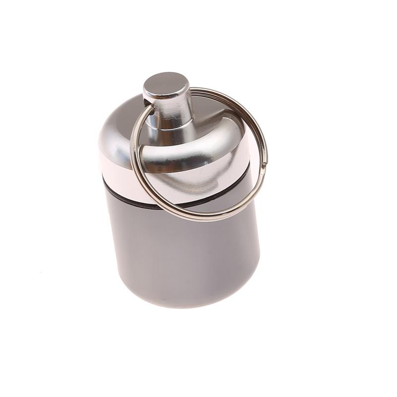 Premium Aluminum Waterproof Pill Box With Sealed storage, Flat head, And Keychain For Vitamins Medicine And Fish Oils