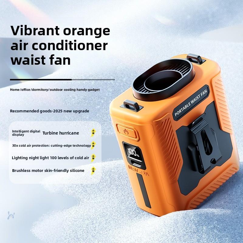 Portable Waist Fan With Usb Rechargeable Battery And 5 Speed Settings For Outdoor Camping And Hiking