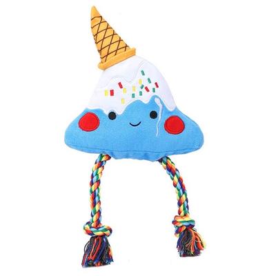 HugsSmart Psí Zmrzlina Pískací Hračka na Tahání, 1 ks, Bílá + Modrá