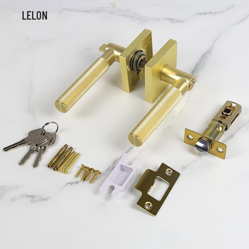 Matte Black Zinc Alloy Indoor Door Lever Lock with Knurled Handle Pattern
