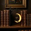 Ambient Lighting for Bookshelves Gothic Metal Bookends with Hanging Light, Cat Raven Ghost Decorative Crow Ancient Book End Bookshelf Lamp,
