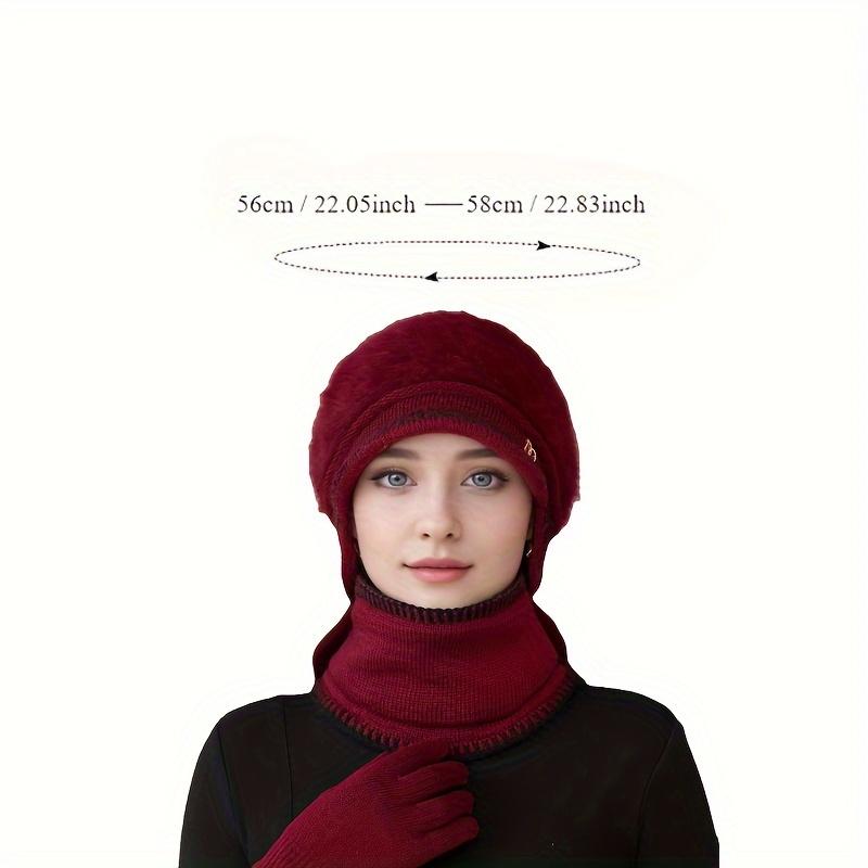 2025 1pc Beret Single Hat New Letter Middle-aged and Elderly Women's Fleece-Lined Thickened Warm Ear Protection Cap Suitable for Outdoor Travel