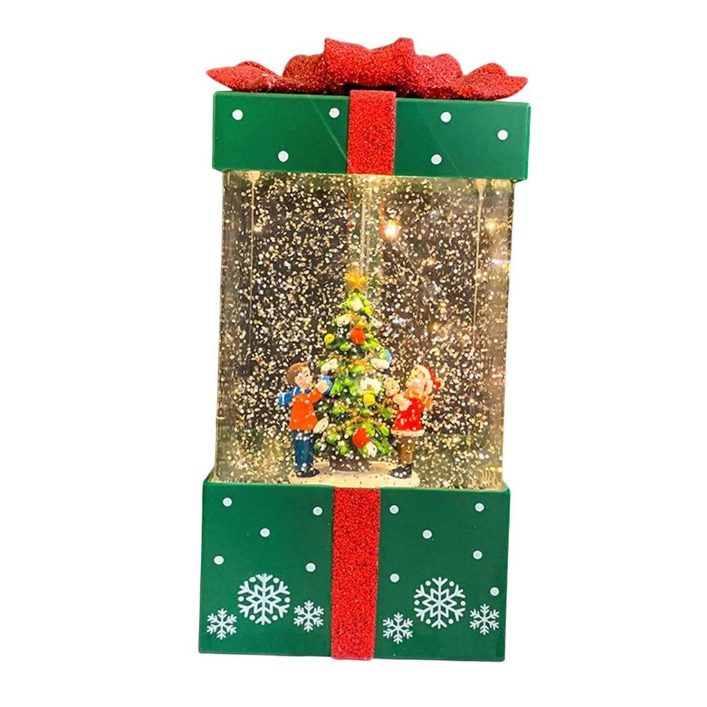 Christmas Music Box Lantern Tree Scene Glittering Snowing Toy for Desktop Home Decor