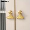 Single-Hole Leaf-shaped Brass Pulls Cupboard Wardrobe TV Cabinet Entryway Cabinet Nightstand Handle Furniture Hardware