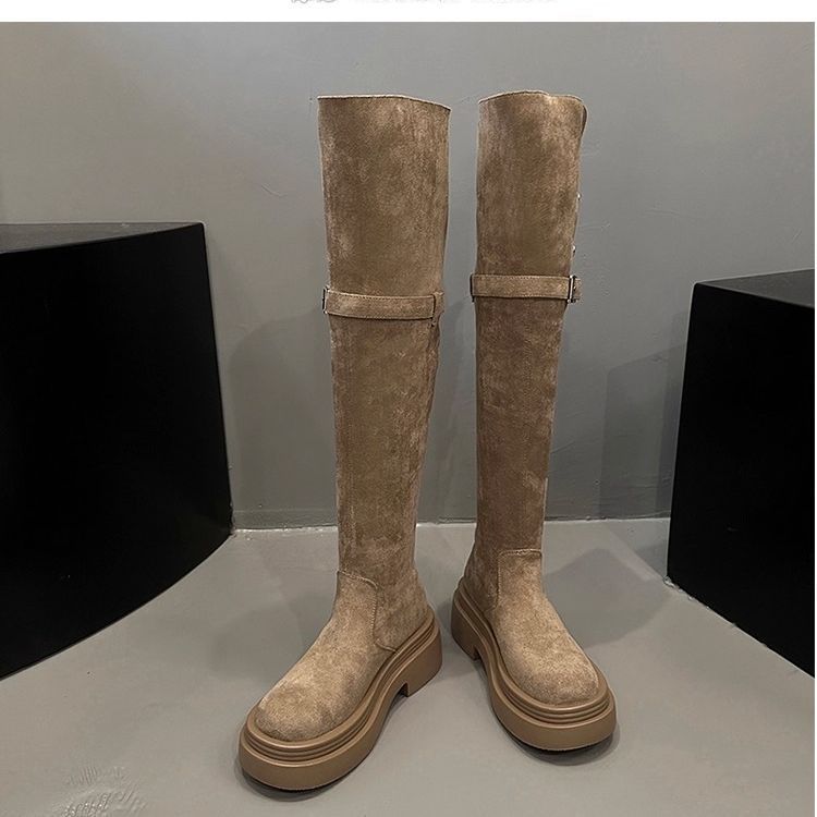 Wasteland Wind Stiefel Damen Herbst und Winter neue erhöhende Ritterstiefel leicht und vielseitig modische kleine hohe Stiefel