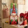 Holiday Gift Storage Containers 3Pcs Christmas Stackable Box, Layered Cube Plastic Boxes with Santa Shop Window Props Snowman Reindeer, Tabletop