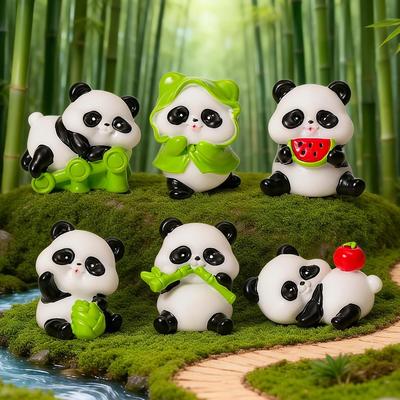 Cardboard Panda Resin Figurine Micro Landscape Garden Pot Plant Home Decoration Car Desktop Figurine