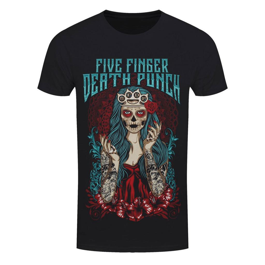 Five Finger Death Punch T-Shirt FFDP Lady Muerta Band Offiziell Neu Schwarz