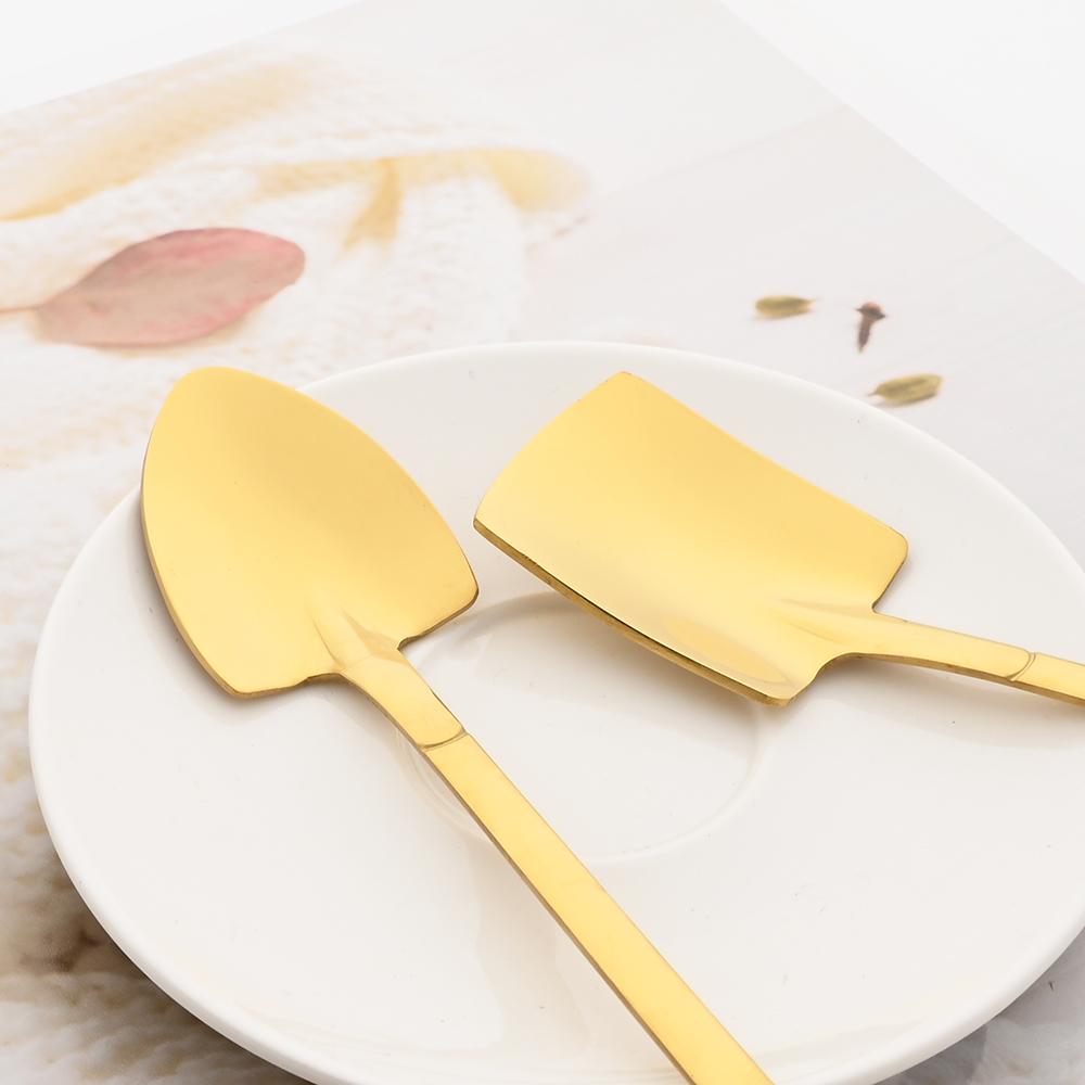 1/2 stk spade skjeer Dessert vannmelon iskremske Kreativ kaffeskje i rustfritt stål Kjøkkenservise Sølv teskje