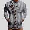 Herren S Hoher Hals Knopf Strick Cardigan Pullover Lässig