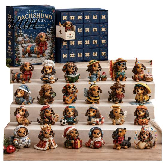 Dagelijkse Verrassing Minigame 24 Dagen Adventskalender 2026, Schotse Hooglander/Paard/Hond Beeldjes Kerst Aftelling Kleine Beeldjes Verzameling Kalender,