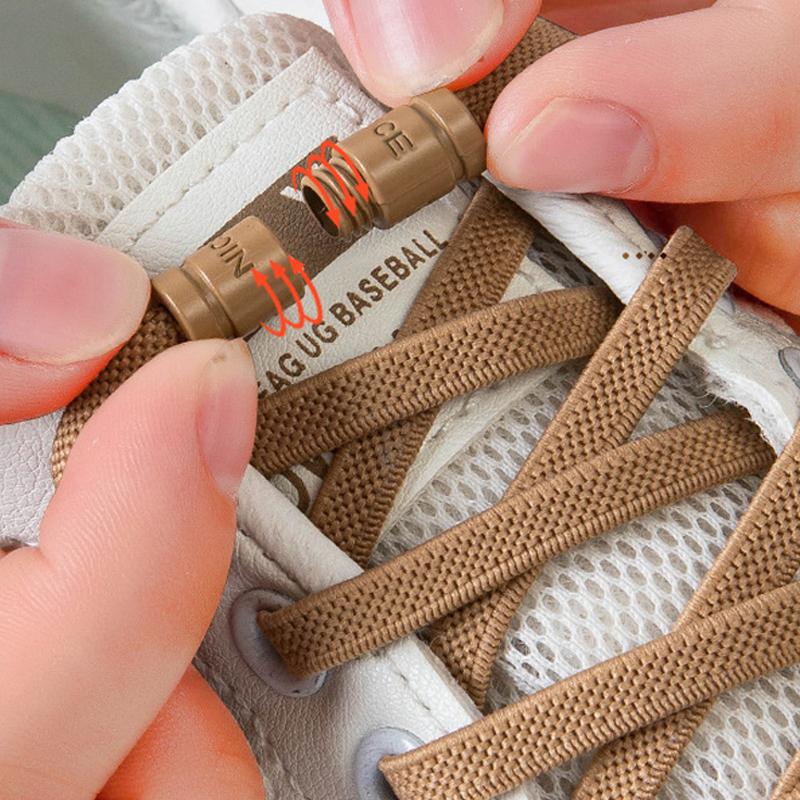 New 1Pair/3Pair Buckle Flat Elastic No-Tie Laces Letter Metal Capsule Lazy Shoelace for Men Women Sneakers Quick Shoelaces