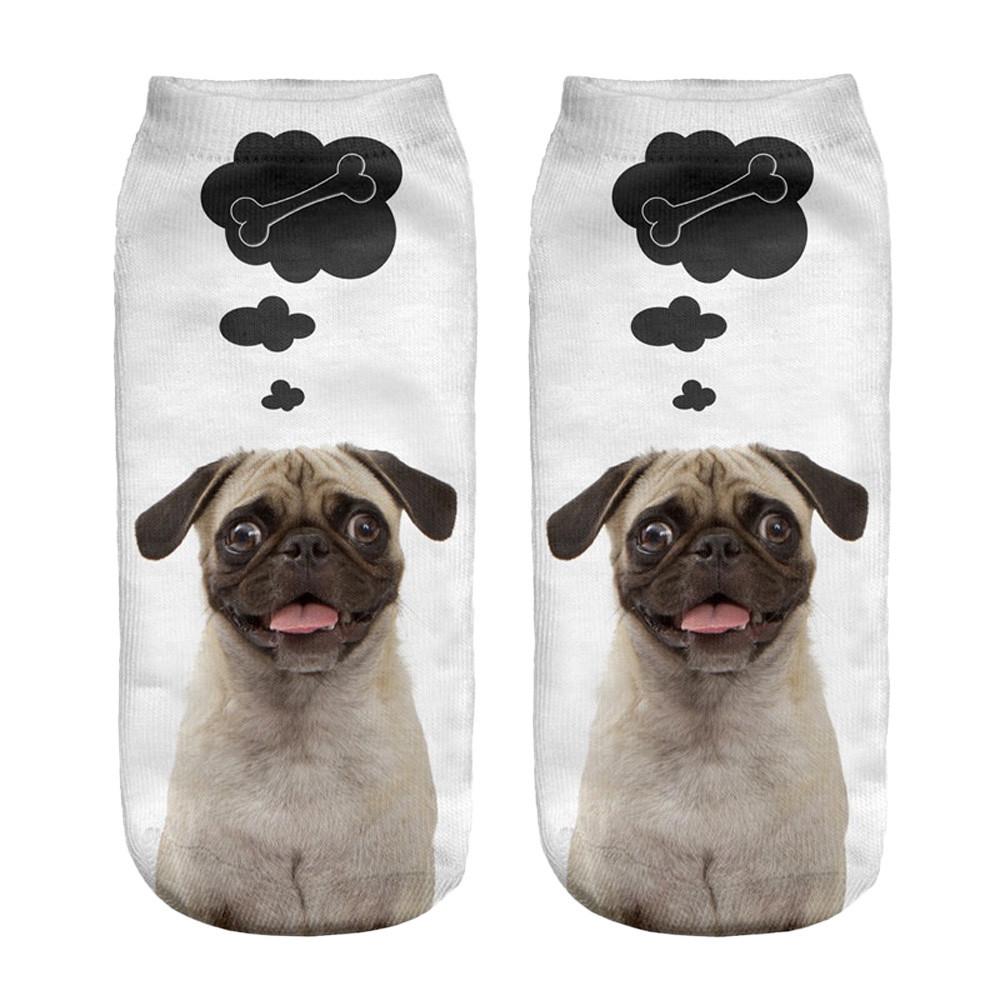Popular Funny Unisex Short Socks 3D Dog Printed Anklet Socks Casual Socks