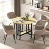 Folding Dining Table on Casters, Seats 4, Integrated Shelf, 100 x 100 x 75 cm, Oak