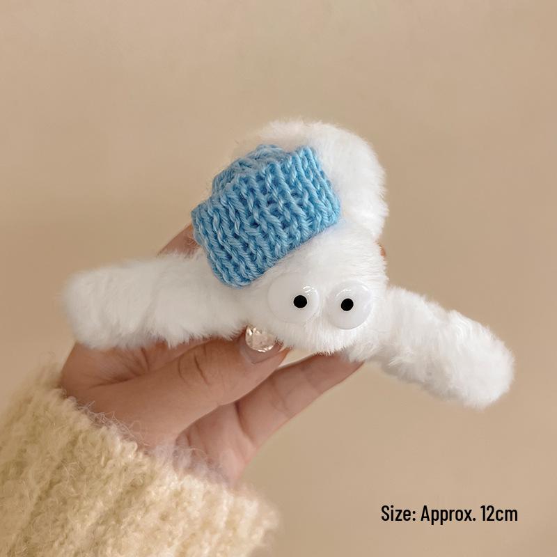 

Мультяшная плюшевая сажа, шарик с большими глазами, заколка-краб для волос - Милый дизайн акулы для женской прически «пучок»