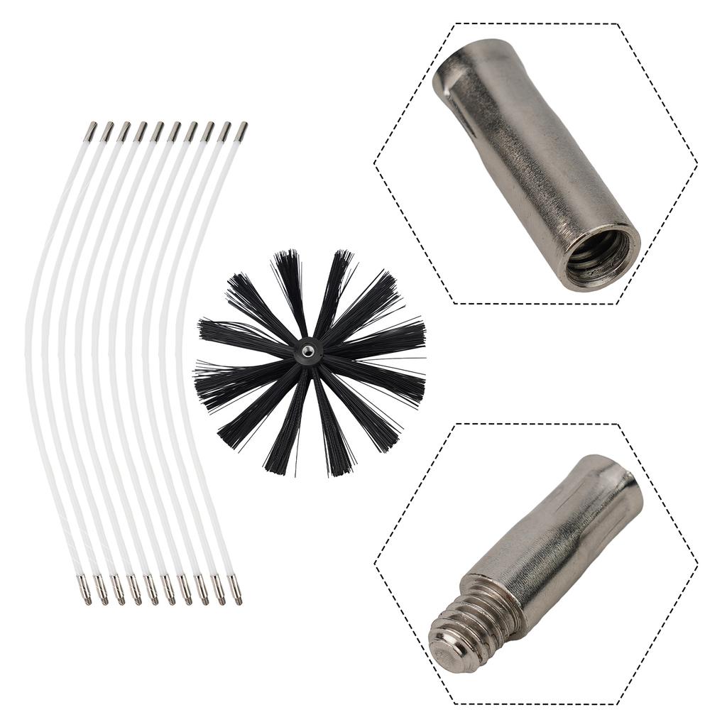 Chimney Brush 100/600mm Long Handle Flexible Rod 100mm Brush Head For Chimney Dryer Pipe Fireplace Inner Wall Roof Cleaning Tool