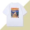 Fat Cat Oil Painting Printed Women's Top T-shirt Summer Casual Humor Funny Oversize Short Sleeve T-shirt for Women