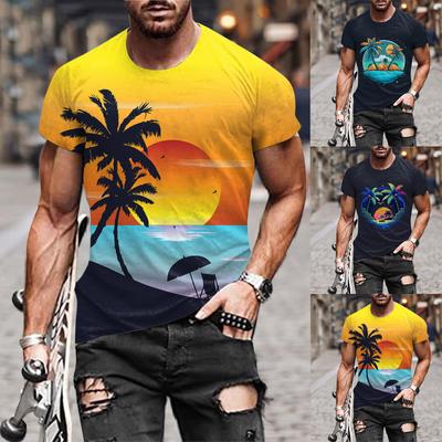 Męskie T-shirty Casual Koszule z krótkim rękawem Modna koszula w stylu retro z krótkim rękawem i nadrukiem