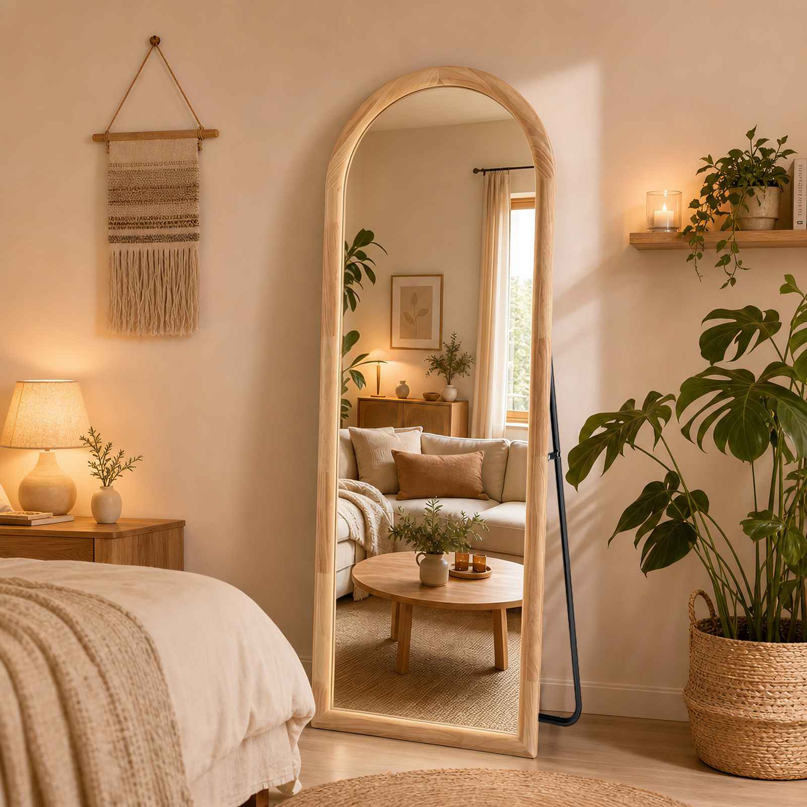 Full Length Mirror with Arched Solid