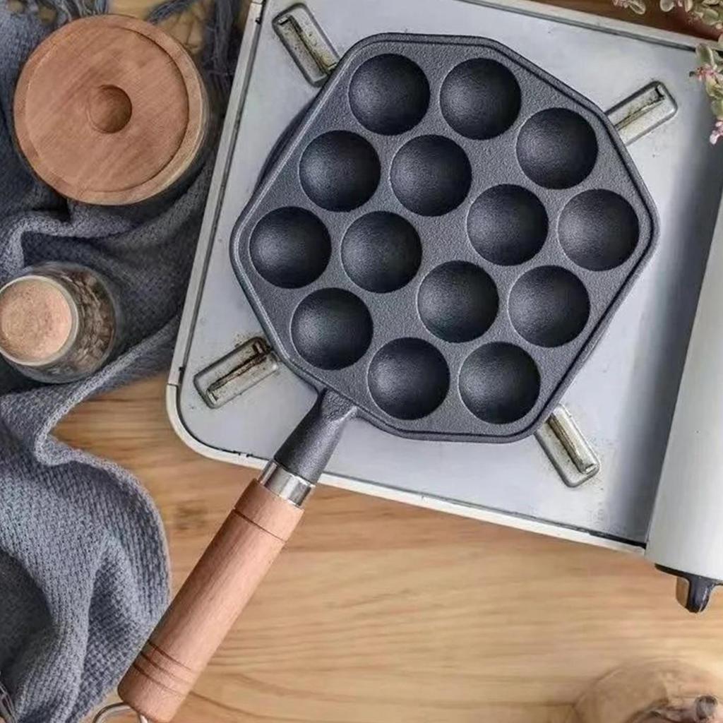Grill Pan For Indoor Cooking 14 Holes Japanese Octopus Balls Plate Non-Stick Cast Iron Grill Pan For Stove Top for Outdoor