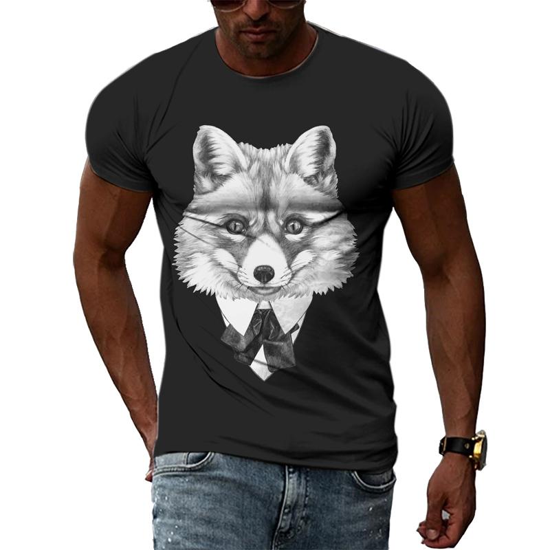 Letní móda Legrační zvíře Psí portrét Muži Trička 3D Trend Osobnost Ležérní Černá Trička s potiskem Hip Hop Harajuku Top s výstřihem