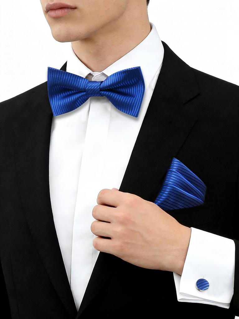 55 Styles Men Bow Tie Sets 3 Pcs Luxury Classic Stripe Pocket Square Cufflinks Paisley Floral Polka Dot Wedding Business