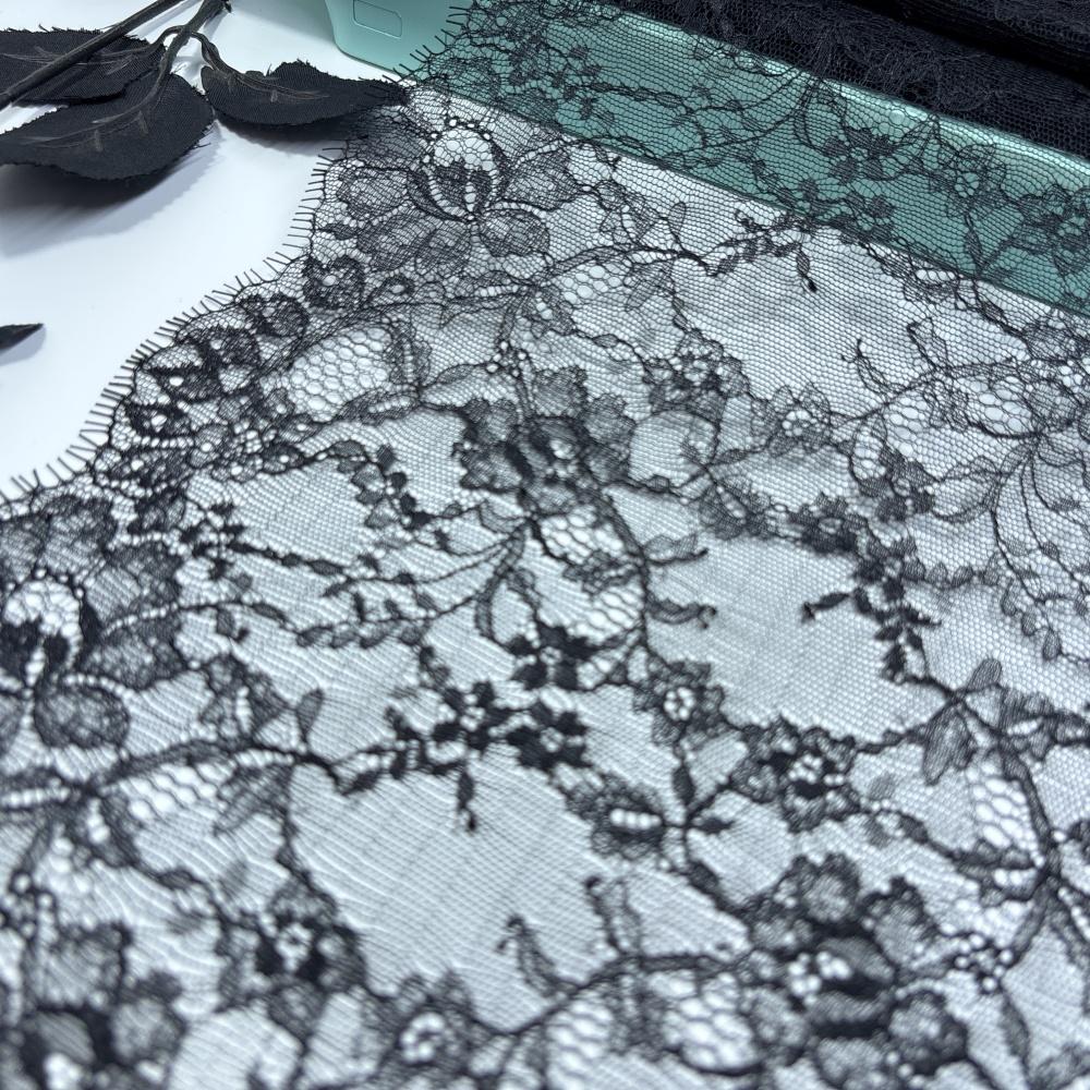 3m X 23cm French Chantilly Lace, Non-stretch Eyelash Lace Fabric for Sewing, Bra, Underwear, Lingerie, Dress, Garment, Crafting