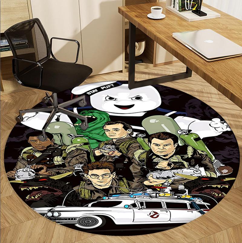 Ghostbusters Pattern Round Rug, Indoor/Outdoor Mat, for Picnic, Gameroom, Bedroom, Office, Living Room, Home Decor Carpet, Birthday Gift