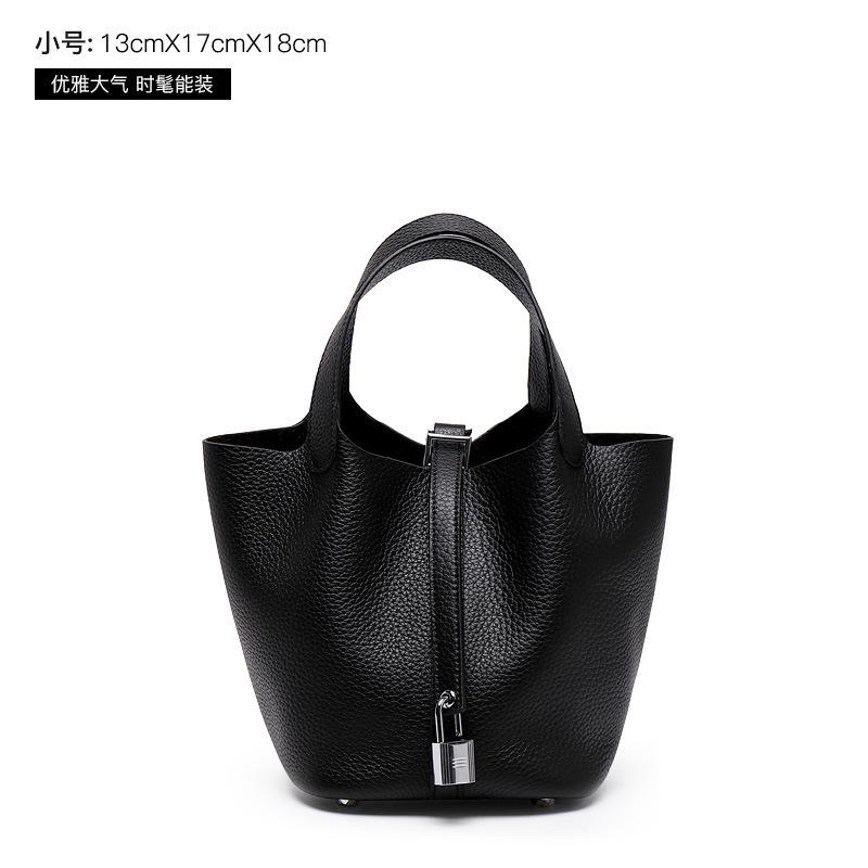 2025 Genuine Leather Women's Bag, New Top Layer Cowhide Handbag, Mother-Daughter Bag, Bucket Bag, Trendy Women's Bag